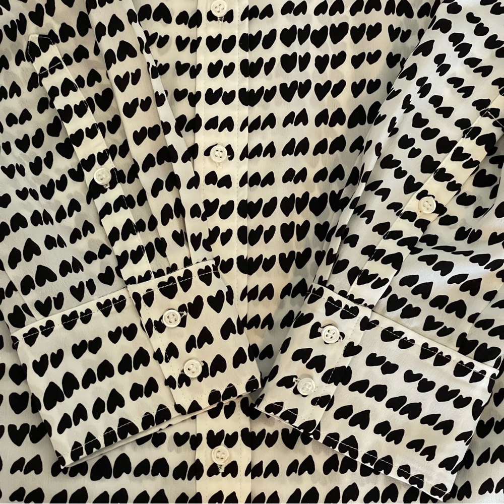 J Crew Heart Print Long Sleeve Blouse Size Medium - Picture 9 of 10